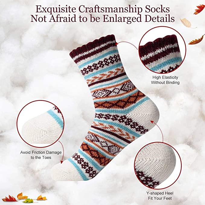 Wholesale Women's Winter Crew Socks Warm Thick Soft Wool Socks
