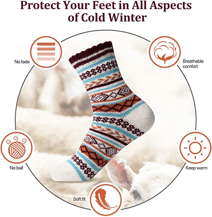 Wholesale Women's Winter Crew Socks Warm Thick Soft Wool Socks