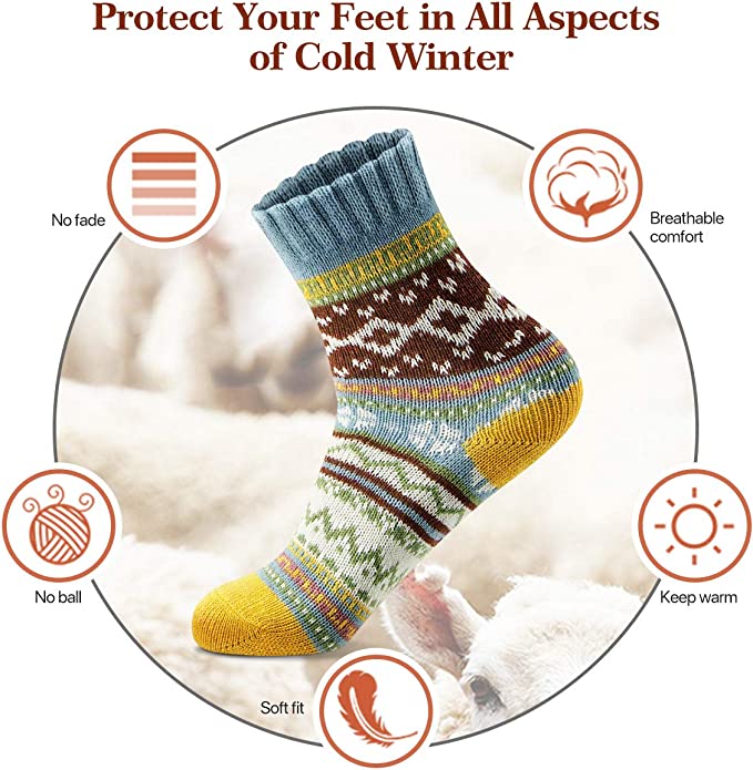 Wholesale Women's Winter Crew Socks Warm Thick Soft Wool Socks