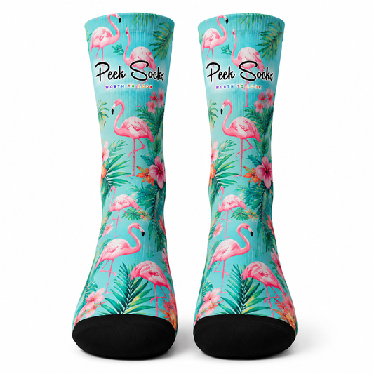 PeekSocks® Flamingo Paradise Crew Socks