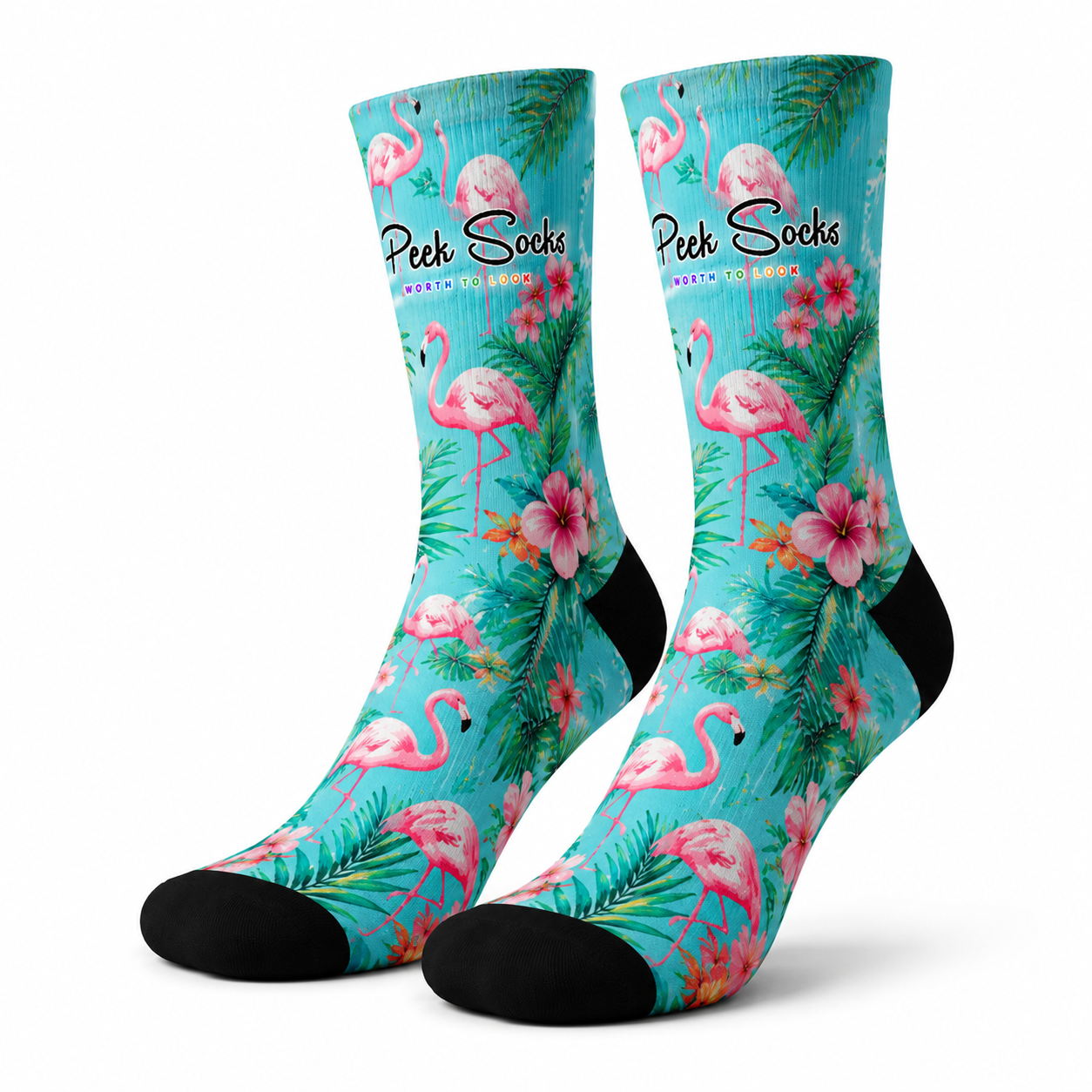 PeekSocks® Flamingo Paradise Crew Socks