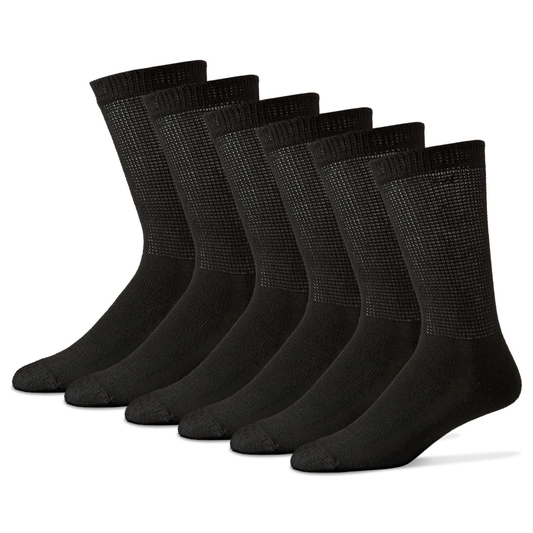 Wholesale Diabetic Cotton Crew Socks, Plain Black Diabetic Socks