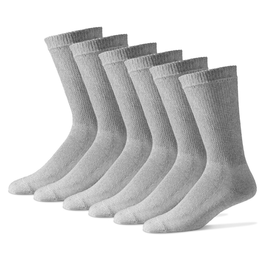 Wholesale Diabetic Cotton Crew Socks, Plain Gray Diabetic Socks