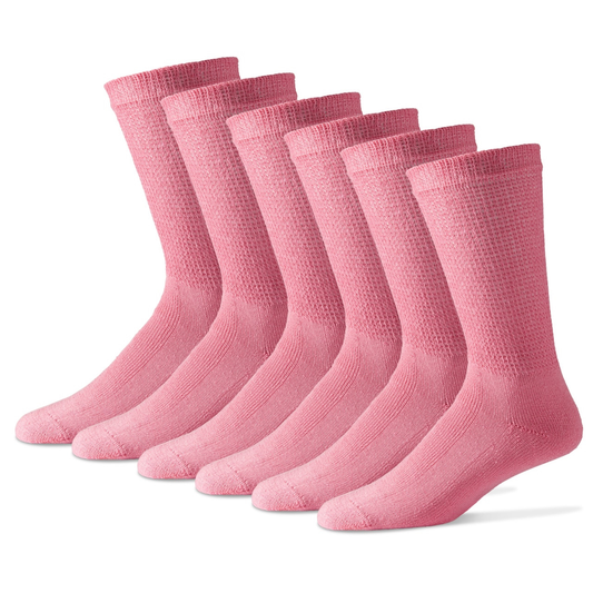 Wholesale Diabetic Cotton Crew Socks, Plain Pink Diabetic Socks