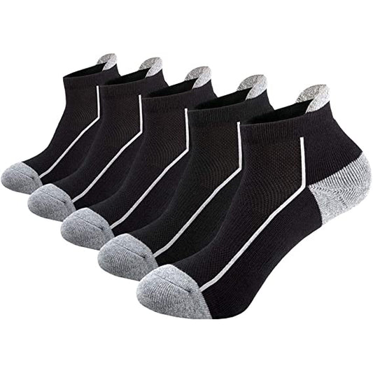 Wholesale Men's Ankle Athletic Socks Cotton Mesh Cushioned Running Ventilation Sports Black Socks
