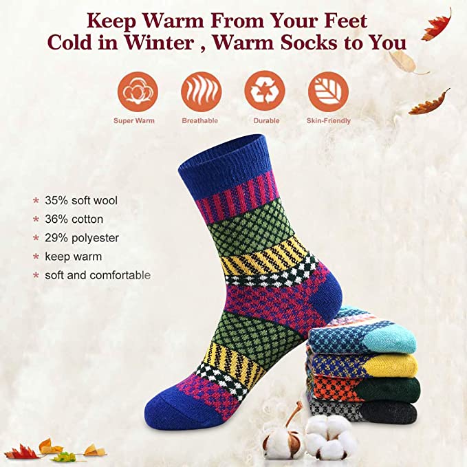 Wholesale Women's Winter Crew Socks Warm Thick Soft Wool Socks