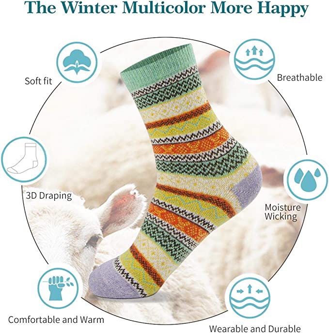 Wholesale Women's Winter Crew Socks Warm Thick Soft Wool Socks