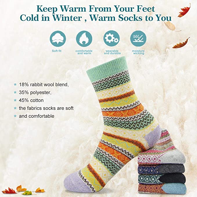 Wholesale Women's Winter Crew Socks Warm Thick Soft Wool Socks
